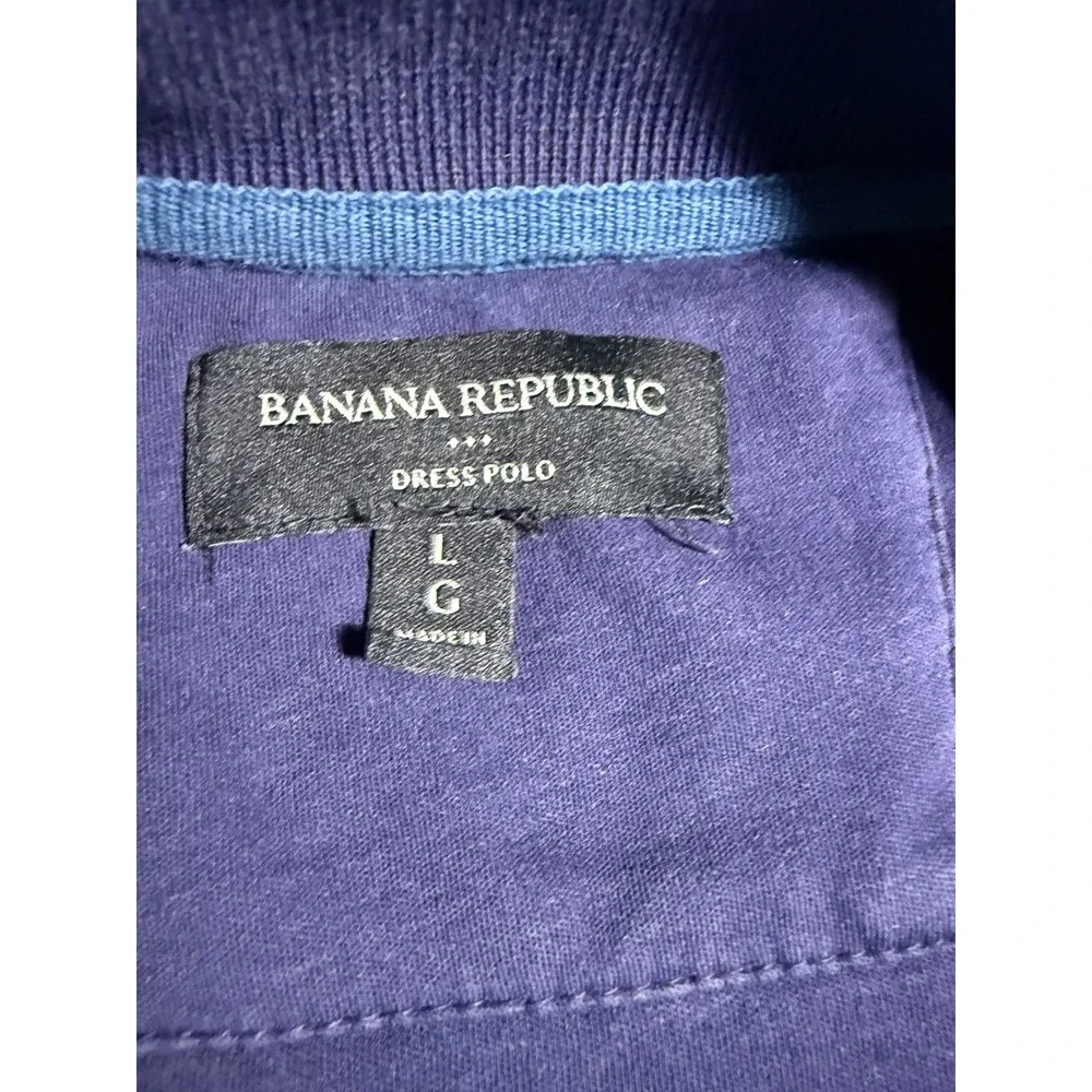 Banana Republic Dress Polo Mens Large Purple Good Geometric Micro Print Slv